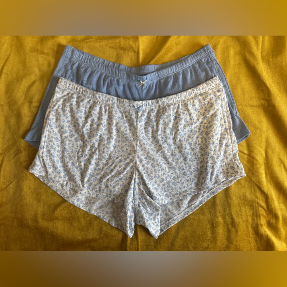 Aeropostale Blue and Floral Women's Pajama Shorts Set